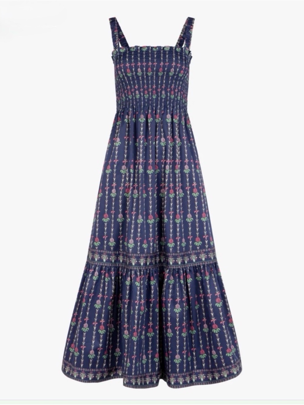 Hill House Navy Anjuli Trailing Fern Smocked Nap Dress NWT S